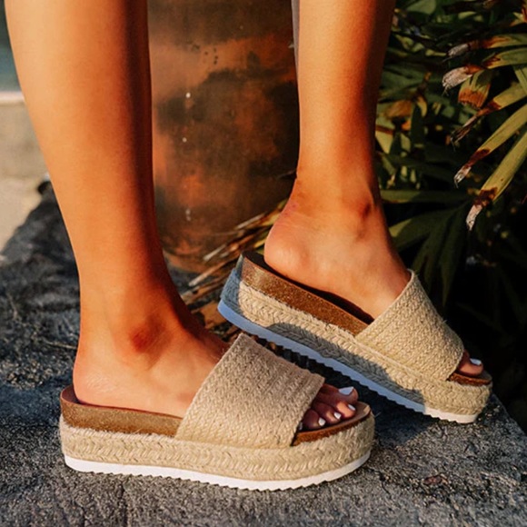 Raffia strap espadrille wedges platform - Picture 6 of 7